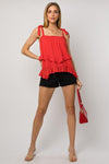 Sleeveless Asymmetrical Hem Line Tiered Top