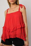 Sleeveless Asymmetrical Hem Line Tiered Top