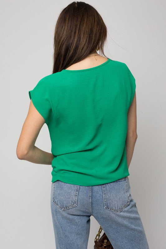 Short Sleeve Top With Twist Hem Detail