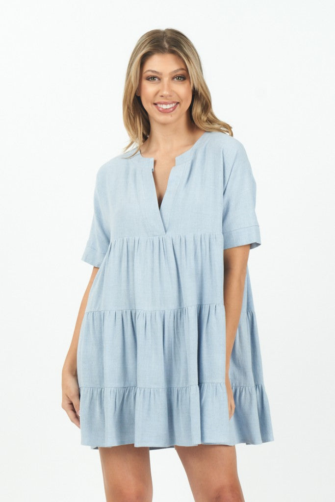 Solid Babydoll Dress