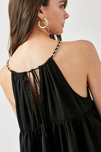 Halter Neck with Back Strap Flared Top