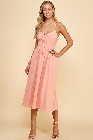 Lace Up Back Midi Dress
