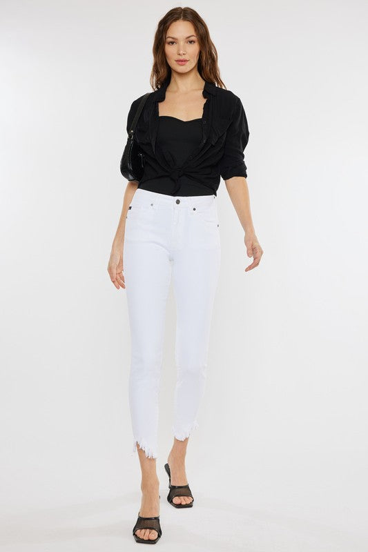 Kan Can High Rise Hem Detail Ankle Skinny Jeans