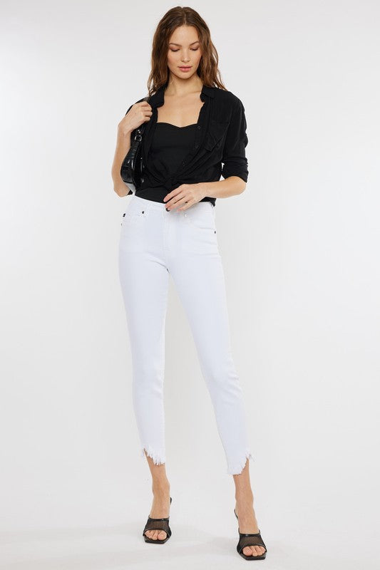 Kan Can High Rise Hem Detail Ankle Skinny Jeans